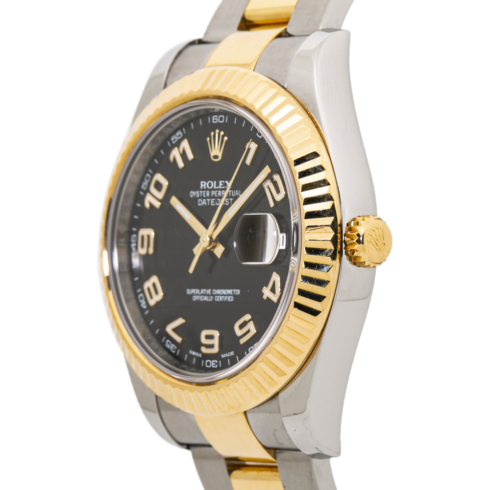 Rolex Datejust 11633 18k Yellow Gold Two Tone Black Dial Auto Men's Watch 41mm