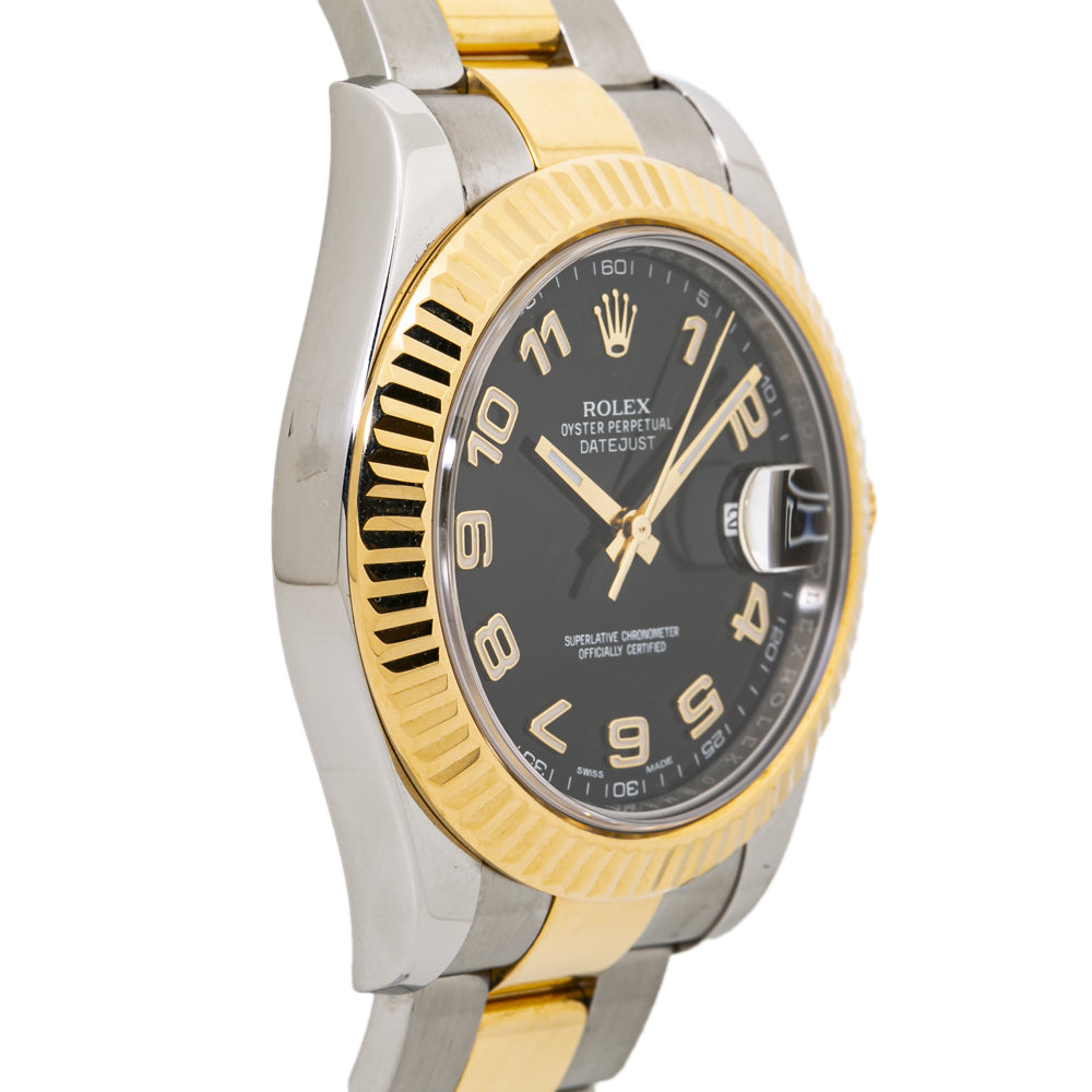 Rolex Datejust 11633 18k Yellow Gold Two Tone Black Dial Auto Men's Watch 41mm