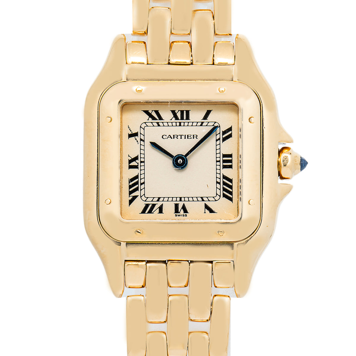Cartier Panthere 10702 W25022B9 w/Box 18k YG Patina White Dial Quartz Watch 22mm