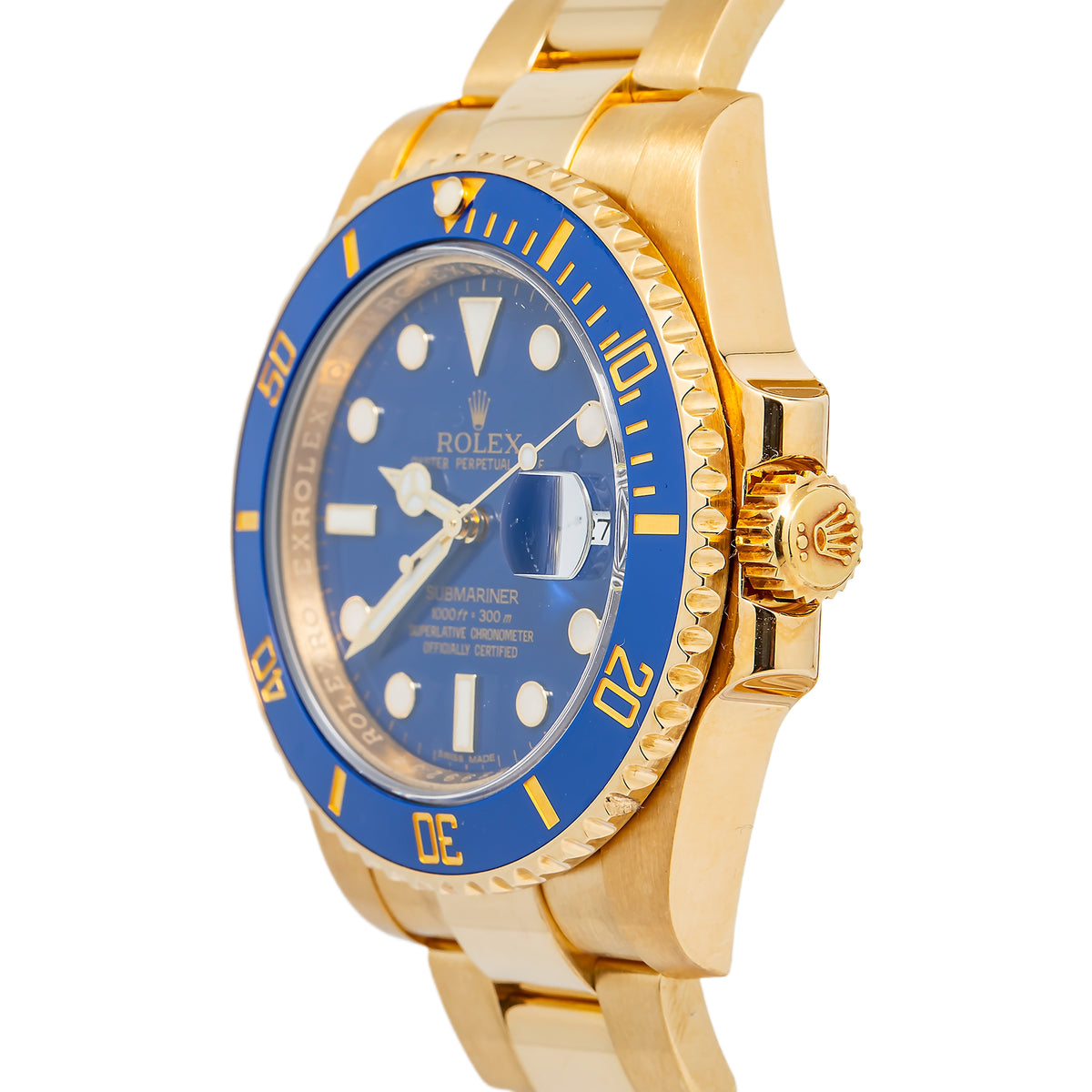 Rolex Submariner 116618LB Oyster 2014 Card 18k YG Blue Dial Automatic Watch 40mm
