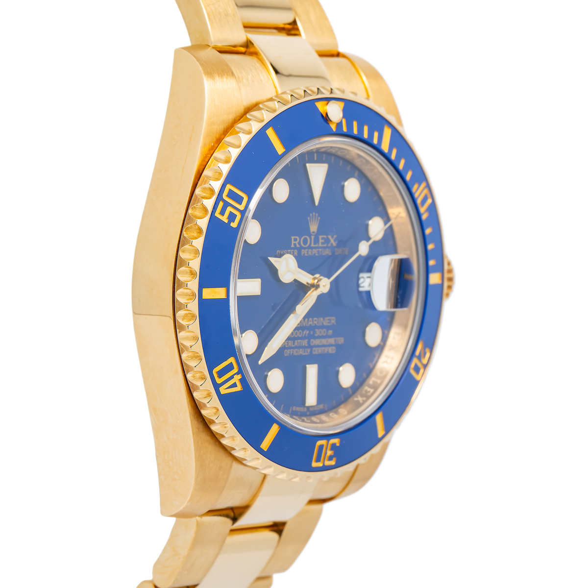 Rolex Submariner 116618LB Oyster 2014 Card 18k YG Blue Dial Automatic Watch 40mm