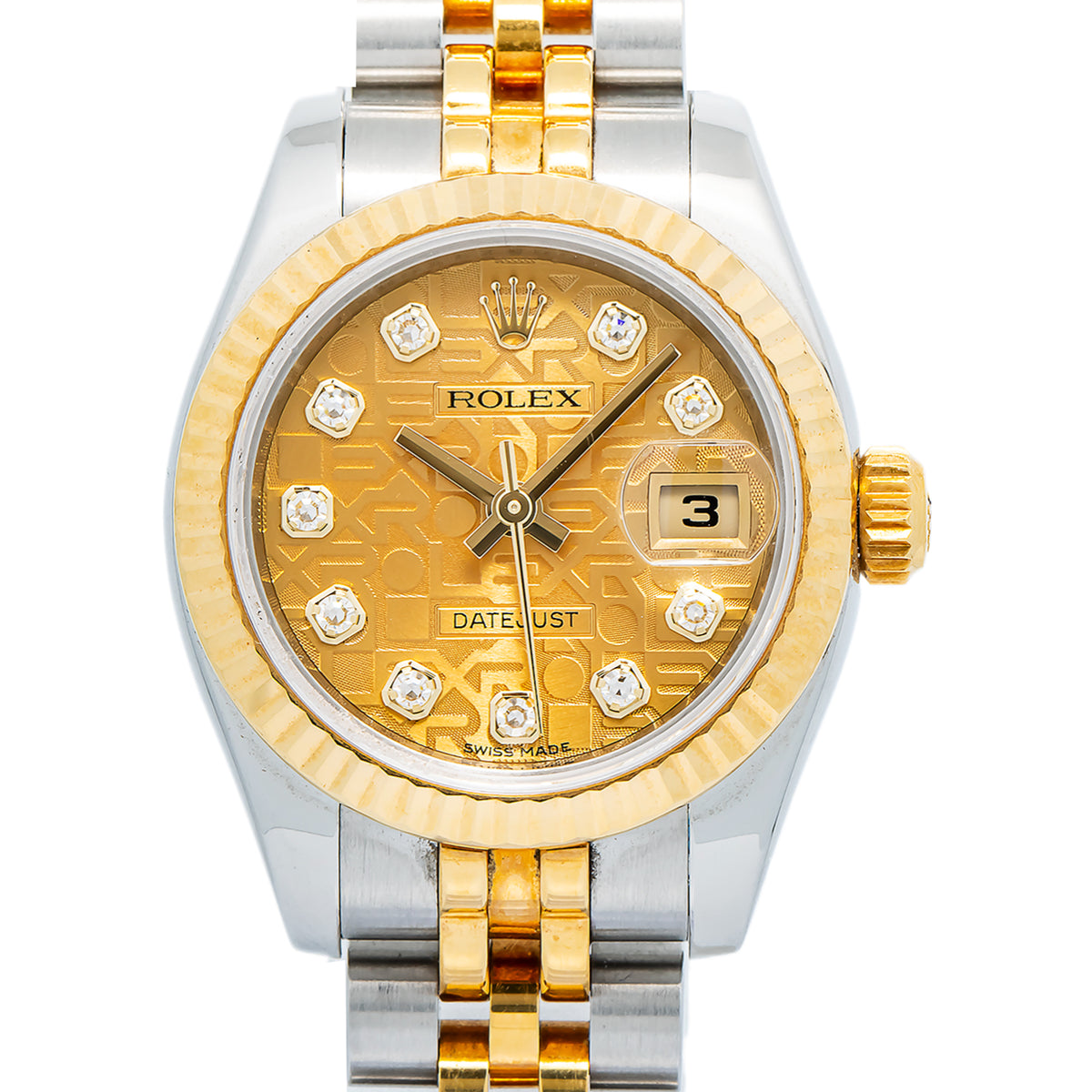 Rolex Datejust 179173 2015 Card 18k YG Factory Champagne Diamond Dial Auto 26mm