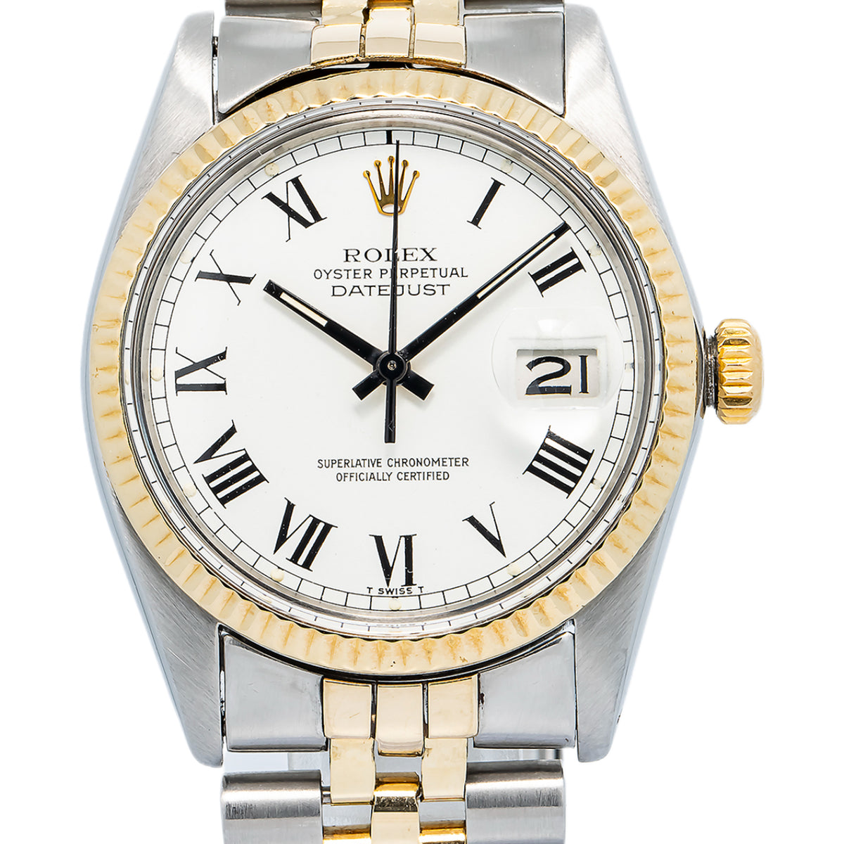 Rolex Datejust 116233 Automatic Yellow Gold Two Tone White Dial Men's Watch 36mm