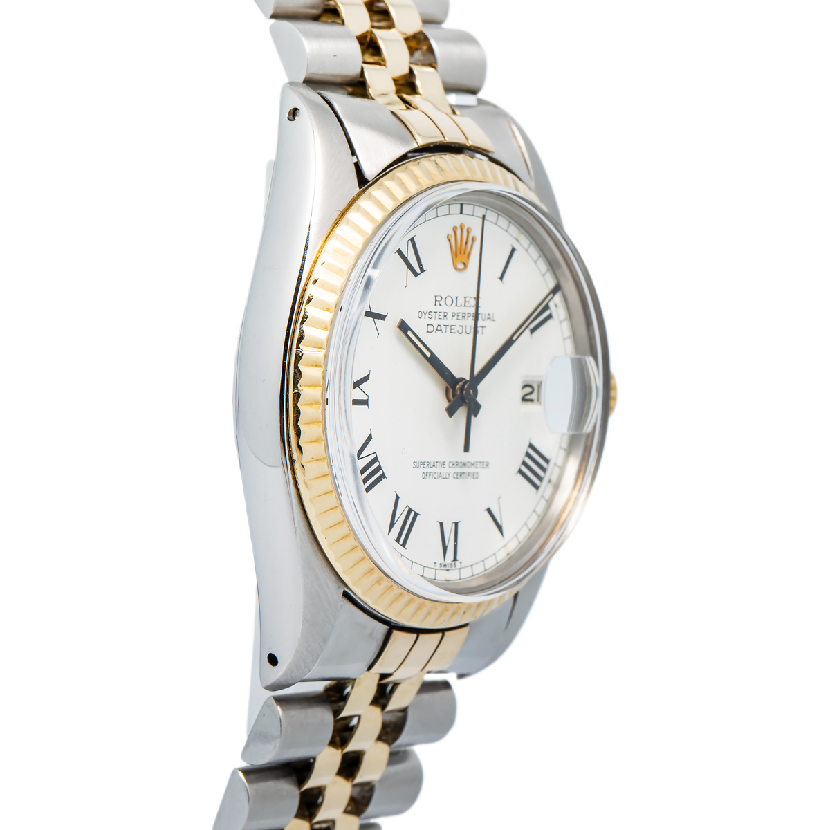 Rolex Datejust 116233 Automatic Yellow Gold Two Tone White Dial Men's Watch 36mm