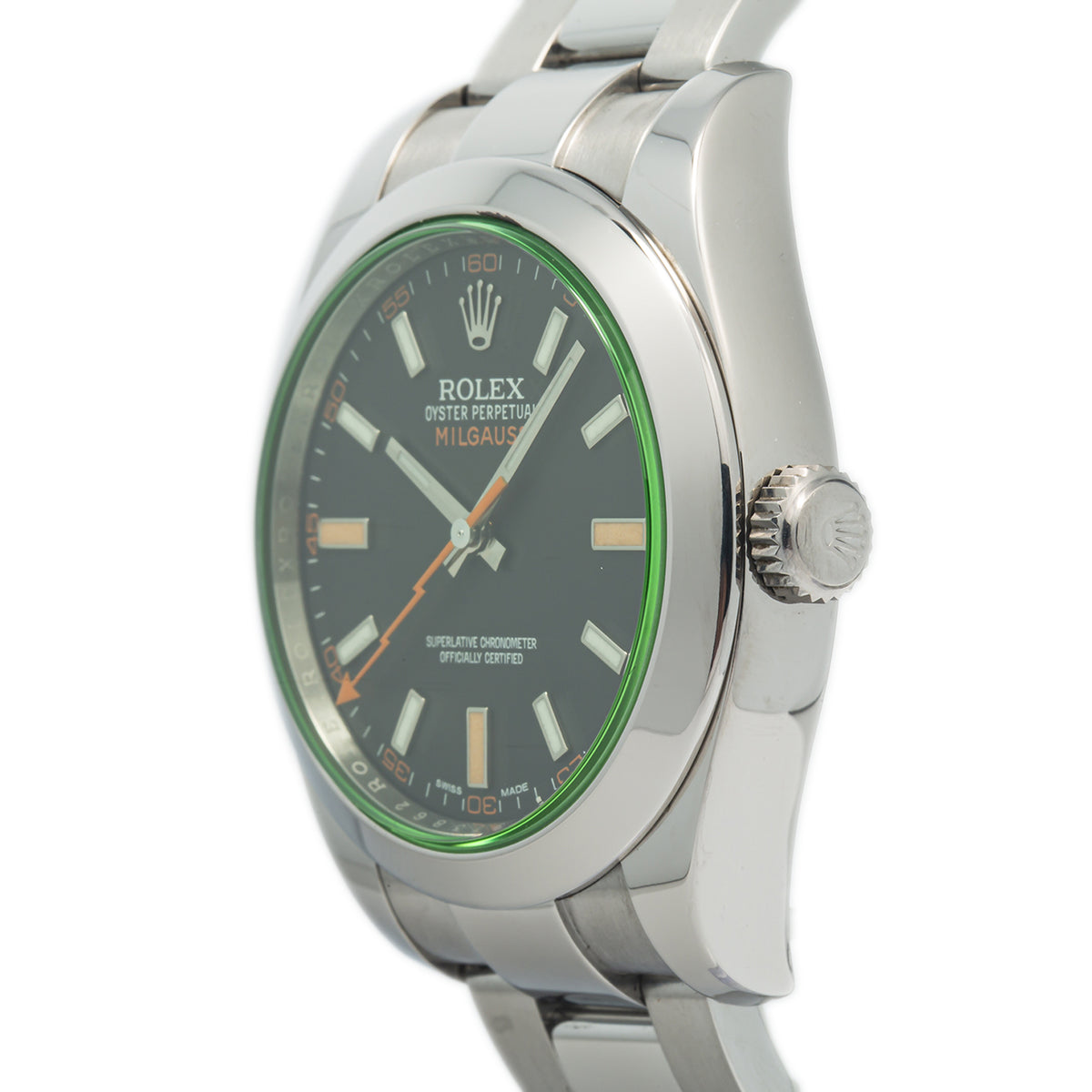 Rolex Milgauss 116400GV 2008 New Old Stock Green Crystal Black Dial Watch 40mm