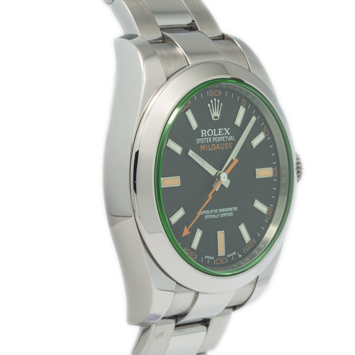 Rolex Milgauss 116400GV 2008 New Old Stock Green Crystal Black Dial Watch 40mm