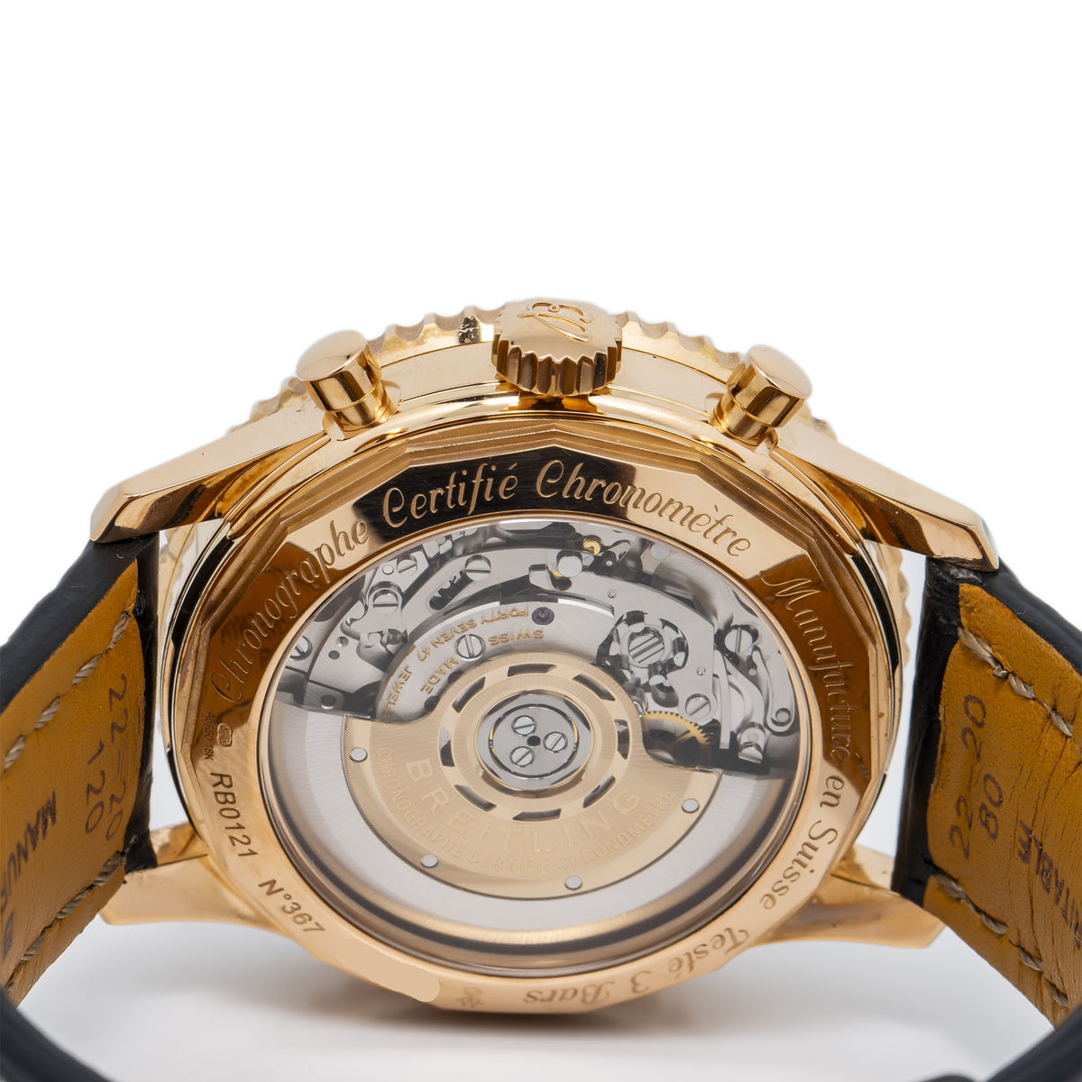 Breitling Navitimer RB0121 COMPLETE 18K Rose Gold Blue Dial Auto Men Watch 43mm