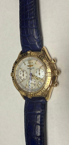 Breitling Chronomat Jetstream K55048 18k YG MOP Dial Quartz Unisex Watch 36mm