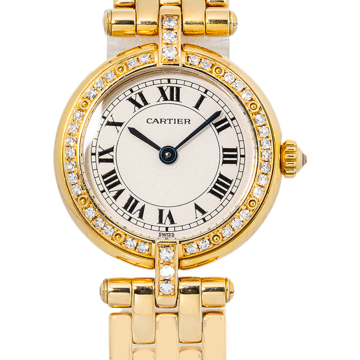 Cartier Panthere Round Vendome WF5030B9 18k YG Quartz Factory Diamond Bezel 24mm