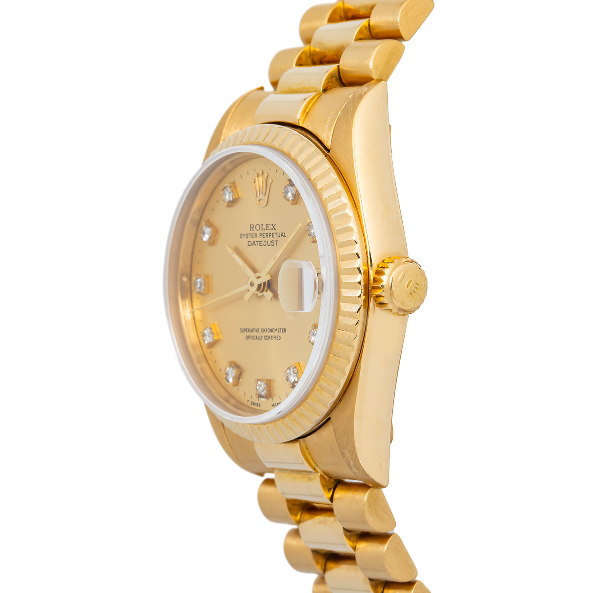 Rolex Datejust 68278 18K Yellow President Factory Diamond Champagne Dial 31mm