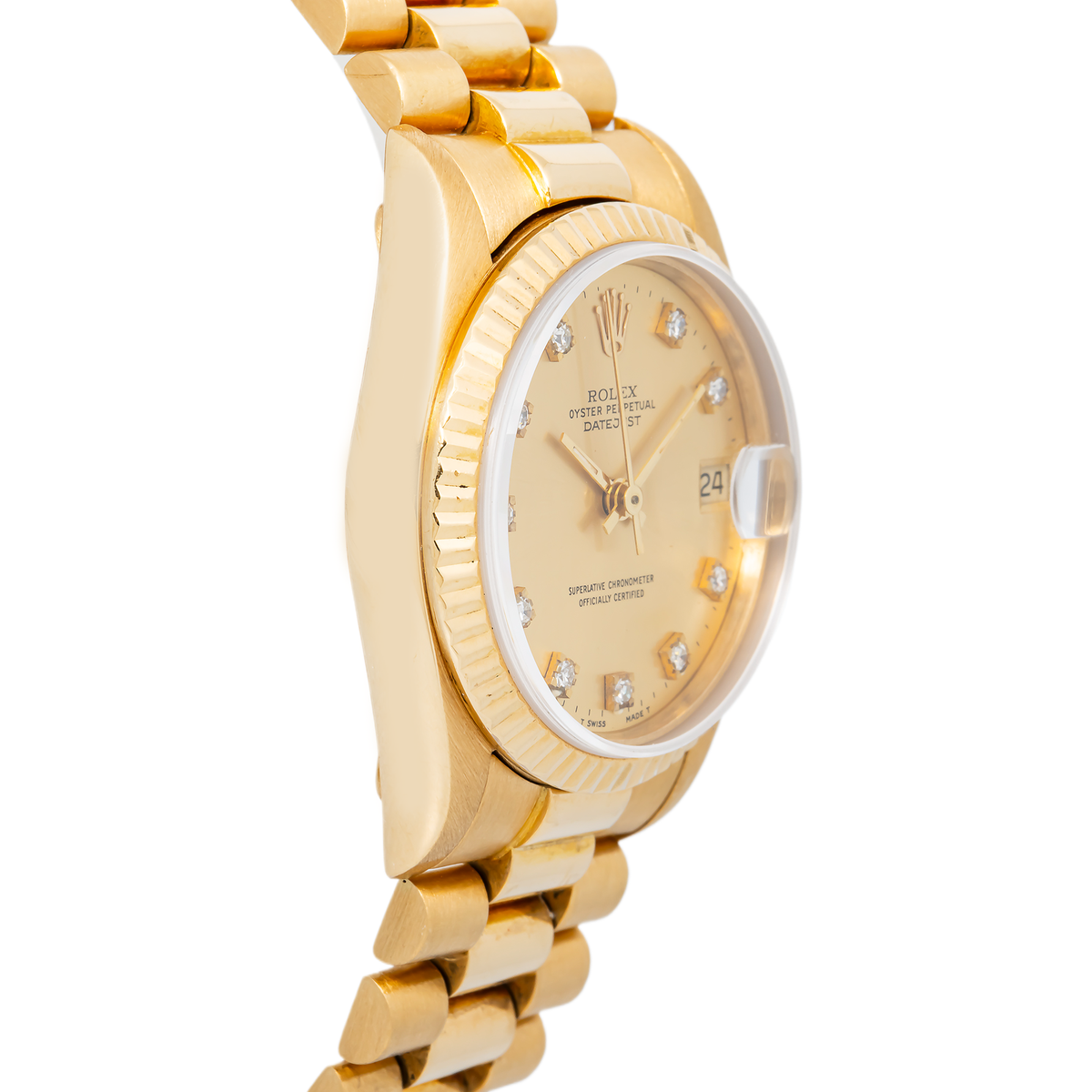 Rolex Datejust 68278 18K Yellow President Factory Diamond Champagne Dial 31mm