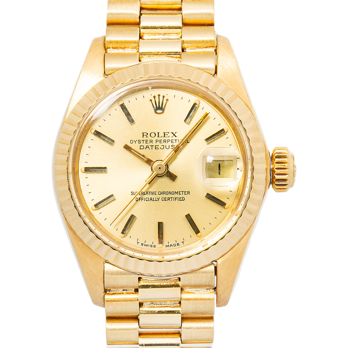 Rolex Datejust 6917 18k Yellow Gold President Champagne Dial Auto Watch 26mm