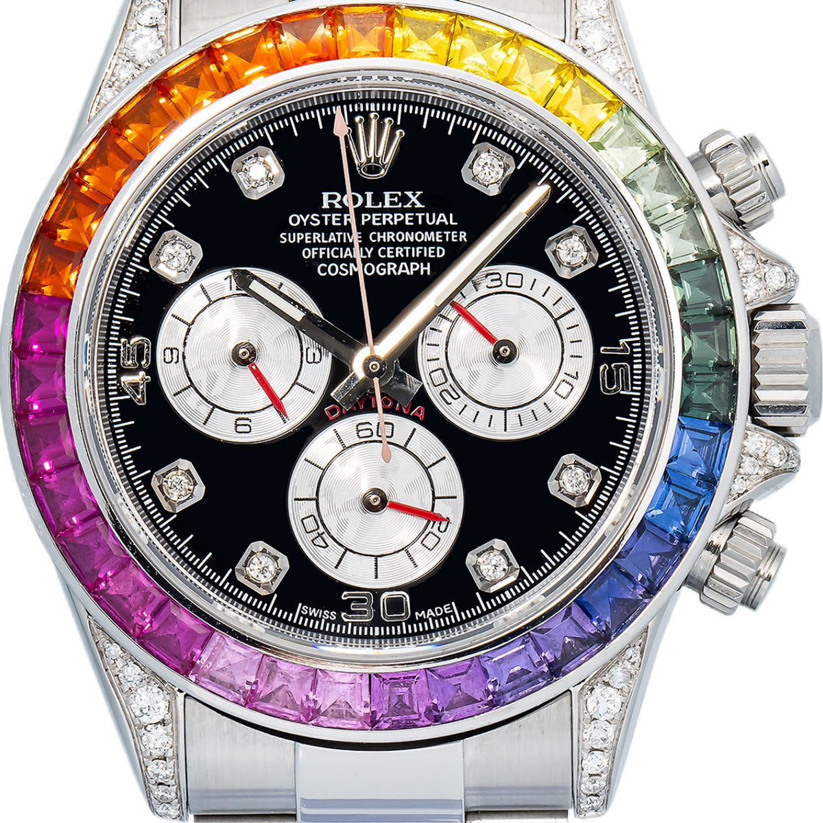 Rolex Cosmograph Daytona 116520 MINT Rainbow Aftermarket Setting Unisex 40mm