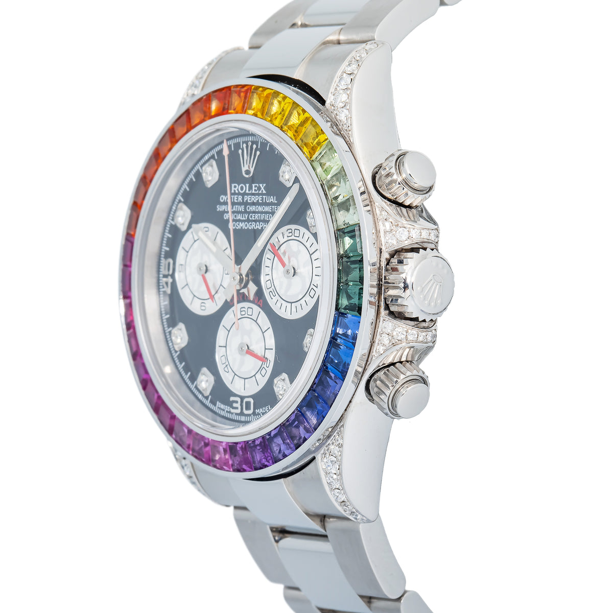Rolex Cosmograph Daytona 116520 MINT Rainbow Aftermarket Setting Unisex 40mm