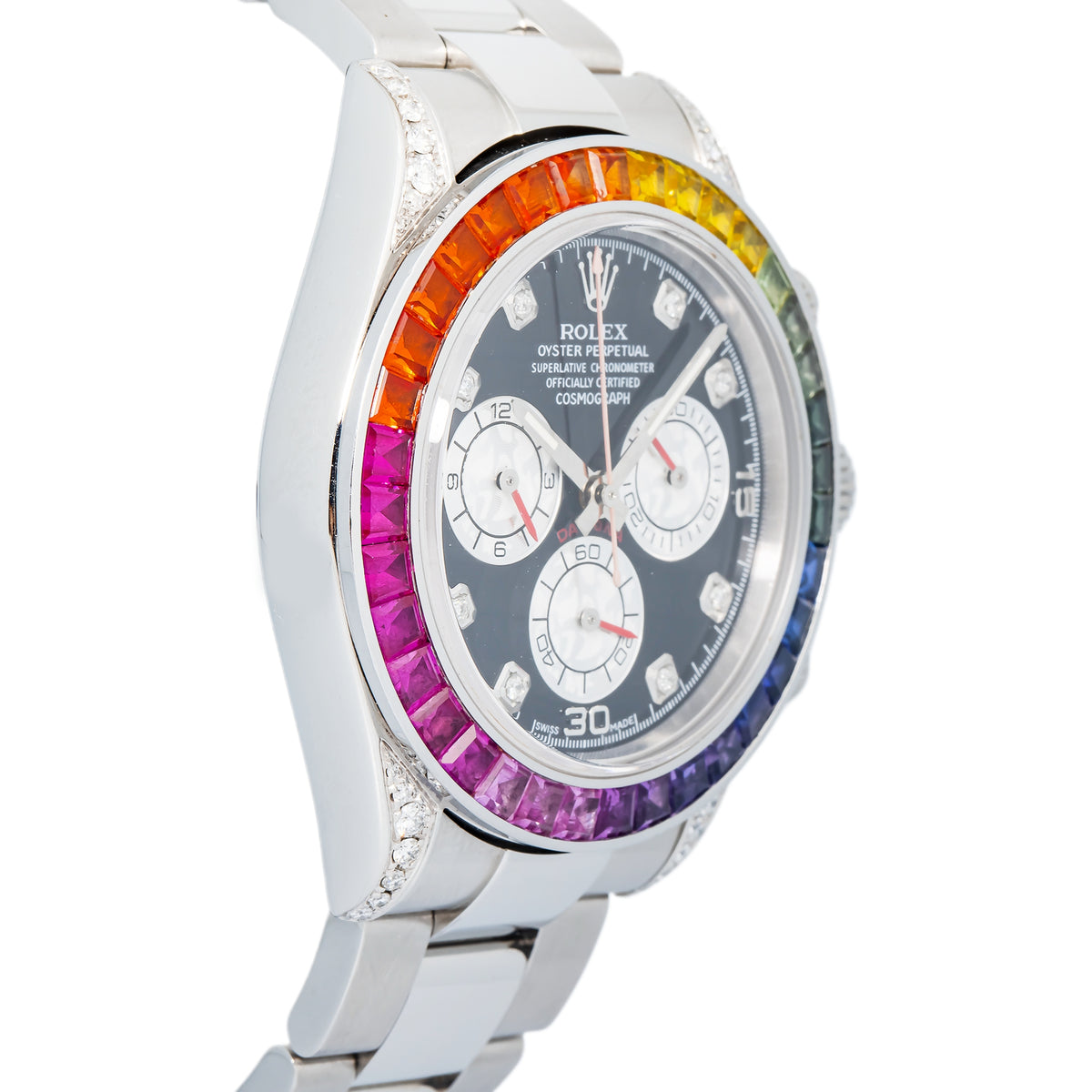 Rolex Cosmograph Daytona 116520 MINT Rainbow Aftermarket Setting Unisex 40mm