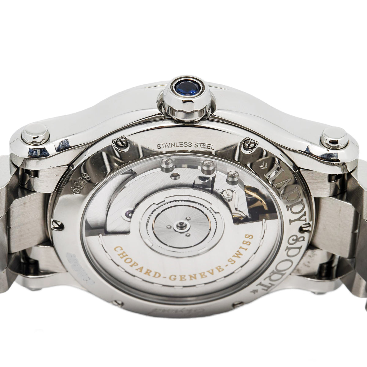 Chopard Happy Sport 8559 SS 7 Floating Diamonds Salmon Dial Auto Ladies 36mm