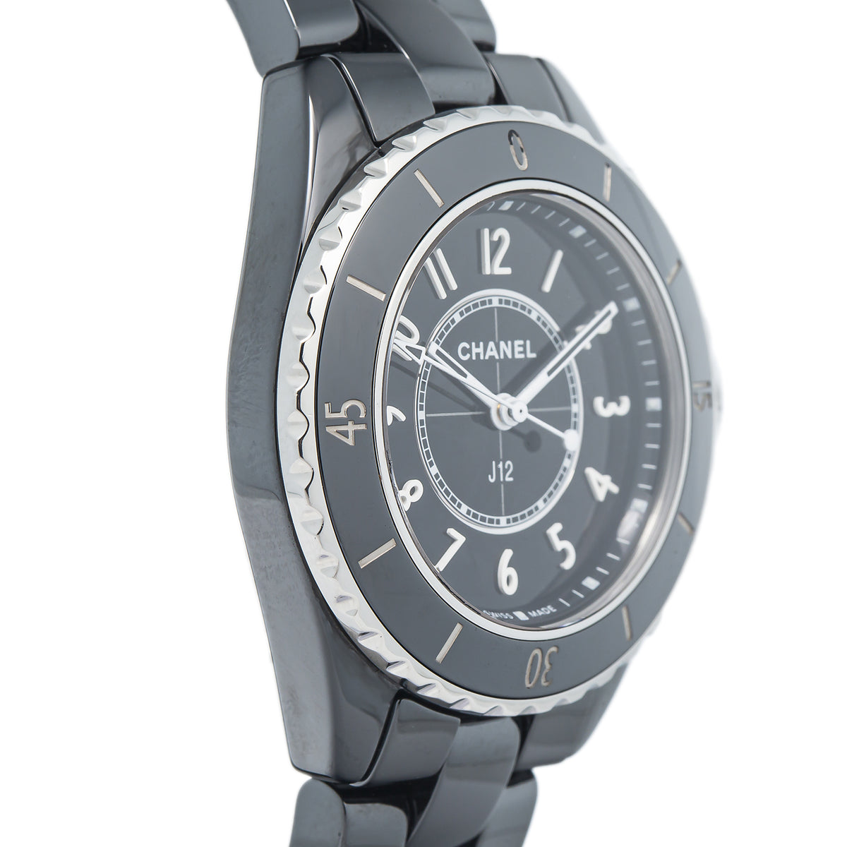 Chanel J12 H5695 Ceramic Black Arabic Numeral Dial Quartz Ladies Watch 34mm