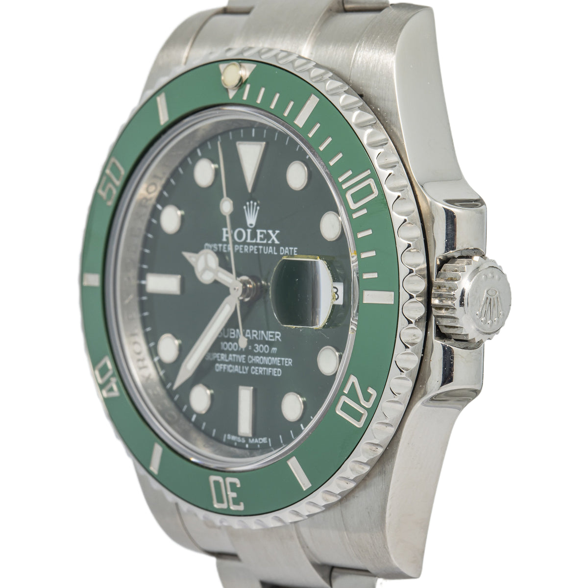 Rolex Submariner Hulk 116610LV 2014 Card SS Green Sunburst Dial Auto Watch 40mm