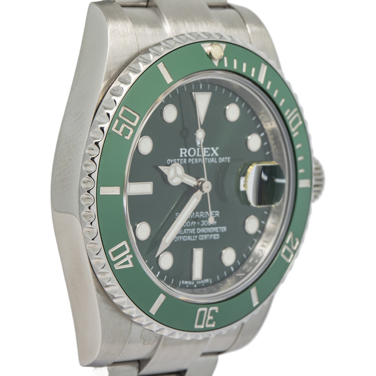 Rolex Submariner Hulk 116610LV 2014 Card SS Green Sunburst Dial Auto Watch 40mm