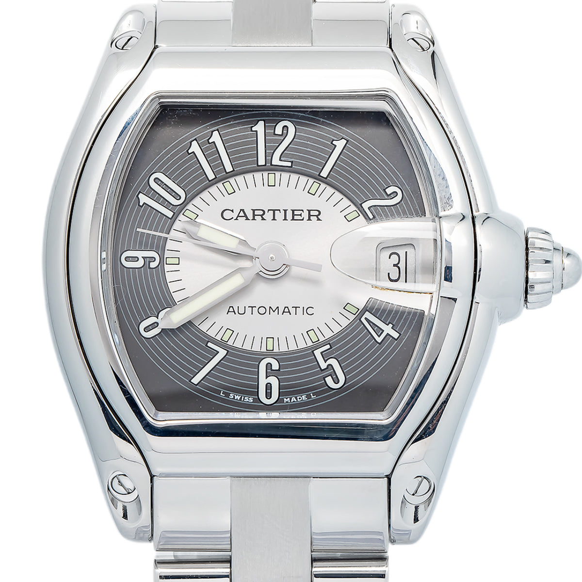 Cartier Roadster W62001V3 2015 Card Automatic SS Grey-Silver Tuxedo Dial 44x38mm