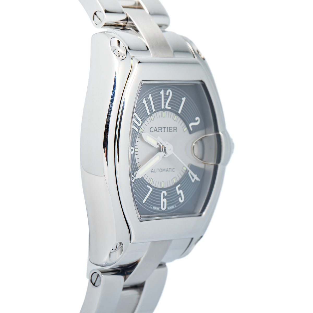 Cartier Roadster W62001V3 2015 Card Automatic SS Grey-Silver Tuxedo Dial 44x38mm