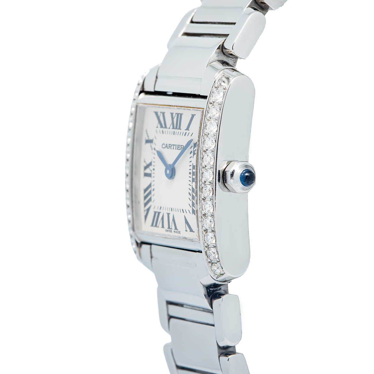 Cartier Tank Francaise 2384 W51008Q3 Aftermarket Diamond Bezel Quartz Watch 20mm