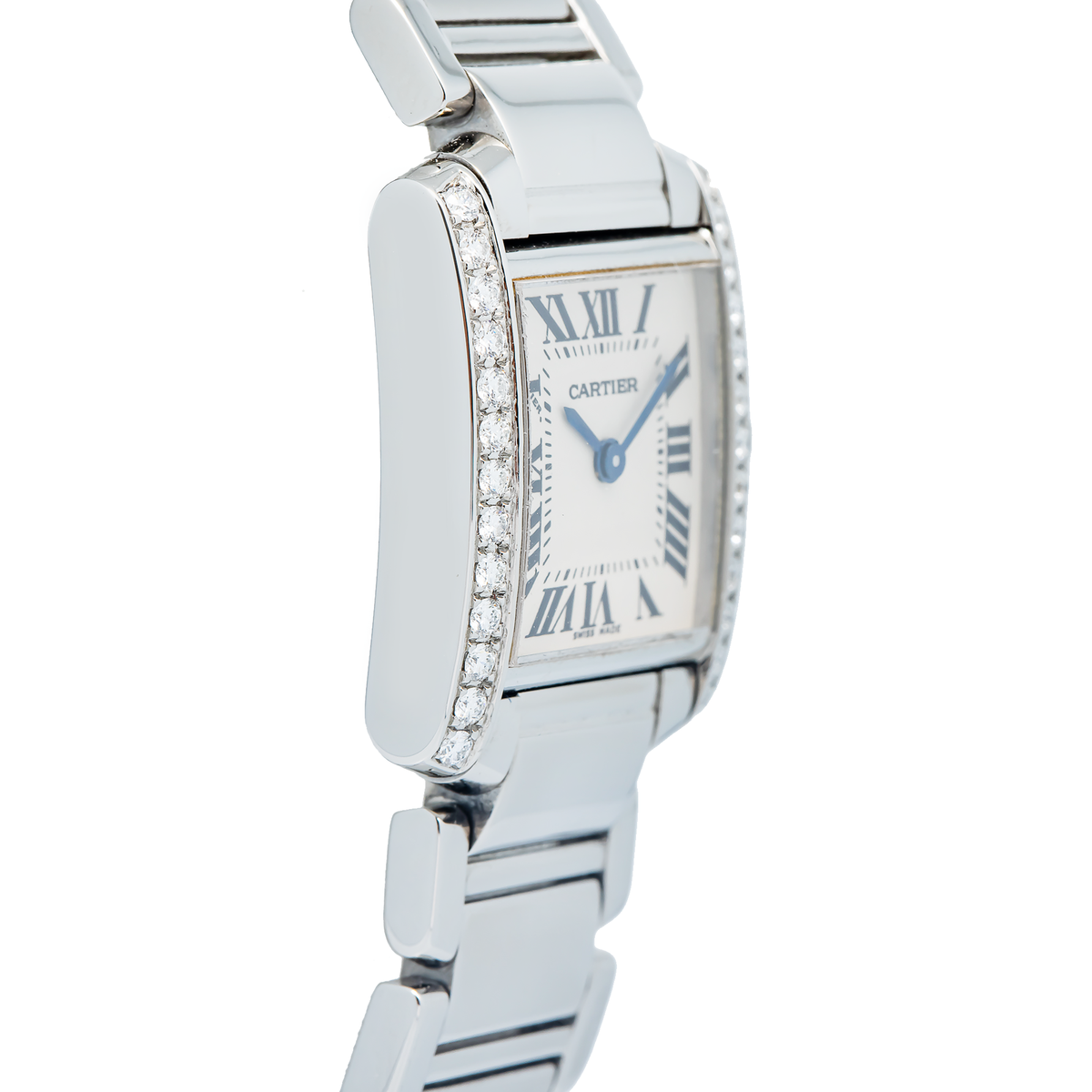 Cartier Tank Francaise 2384 W51008Q3 Aftermarket Diamond Bezel Quartz Watch 20mm