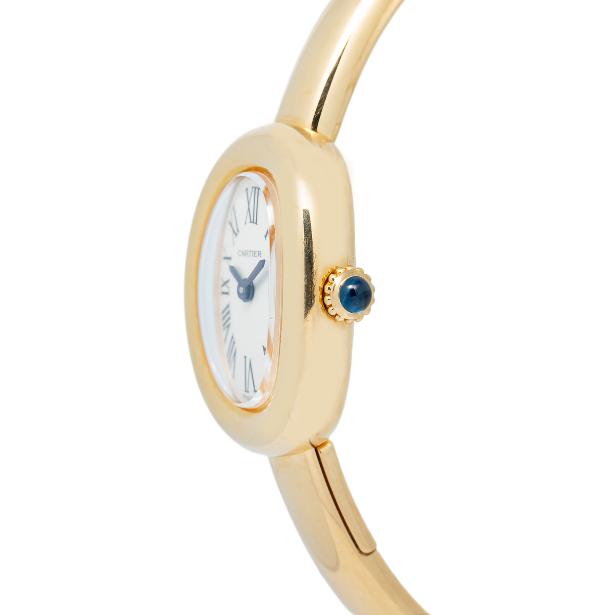 Cartier Baignoire 4596 WGBA0050 Complete 18k YG Silver Dial Quartz Women's 18mm