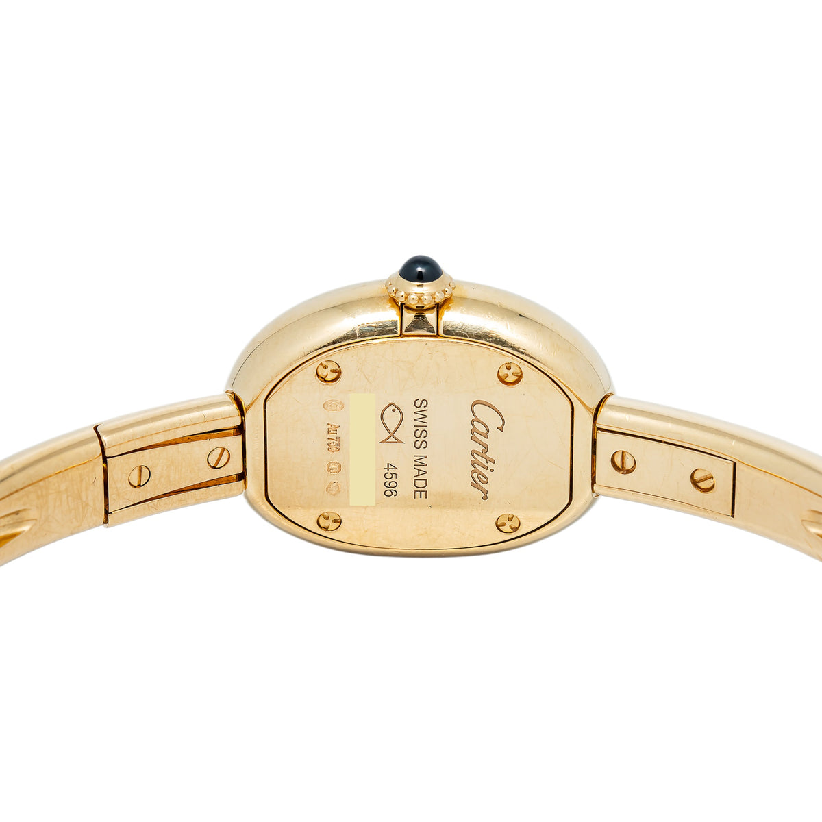 Cartier Baignoire 4596 WGBA0050 Complete 18k YG Silver Dial Quartz Women's 18mm
