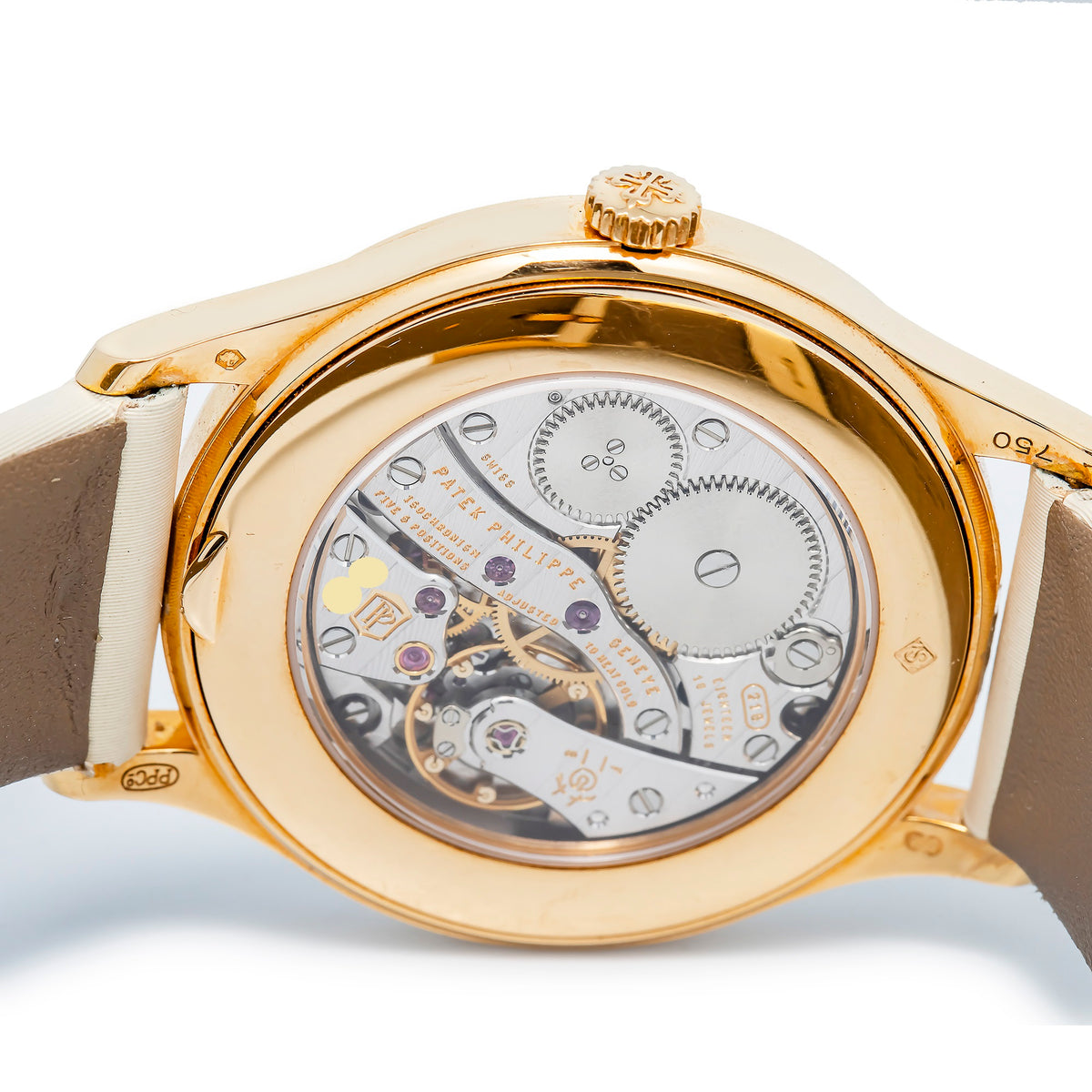 Patek Philippe Calatrava 4897R 18k RG Cream Guilloched Dial Manual Watch 33mm