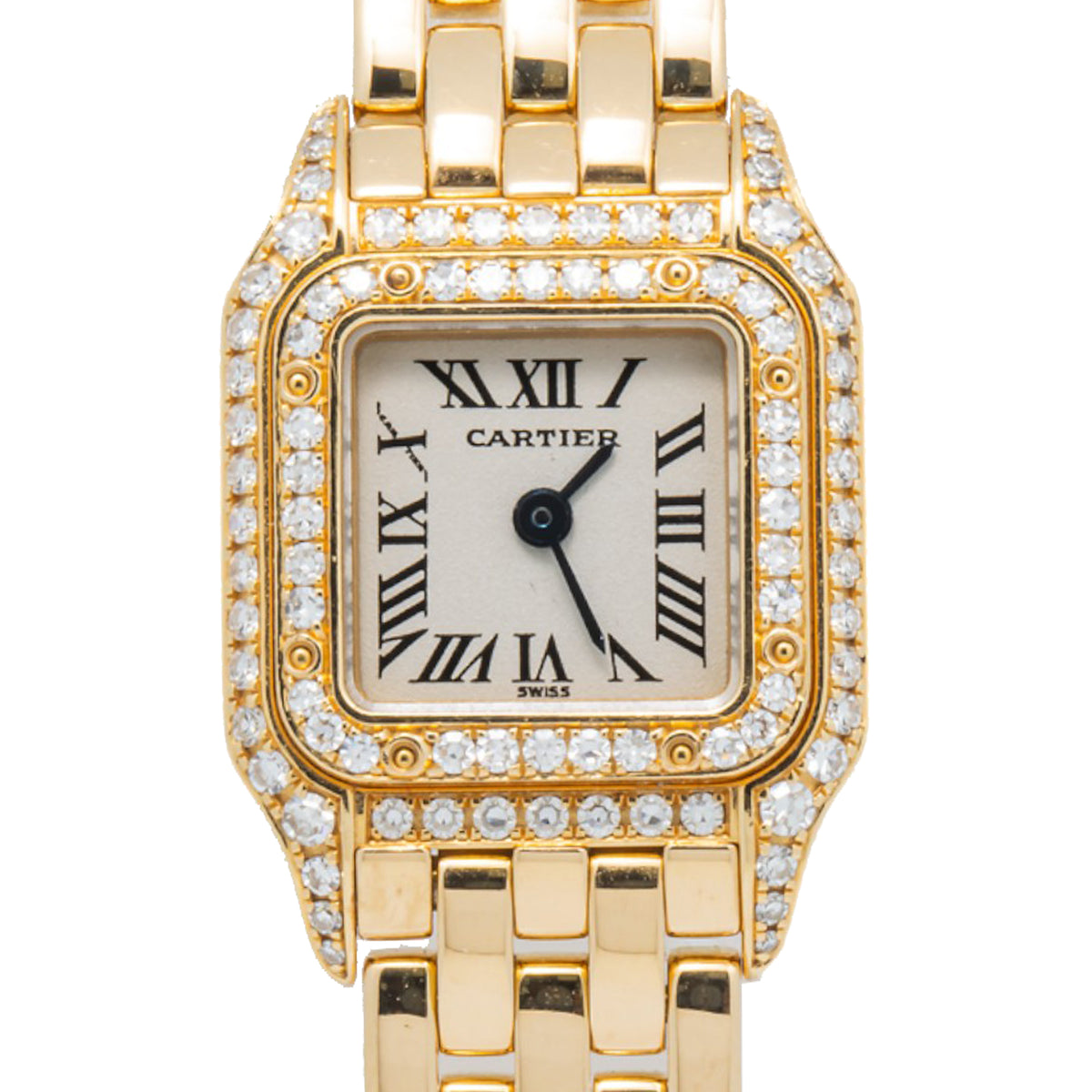 Cartier Panthere WF3141B9 1999 Paper 18k YG Factory Diamond Ladies Watch 17mm