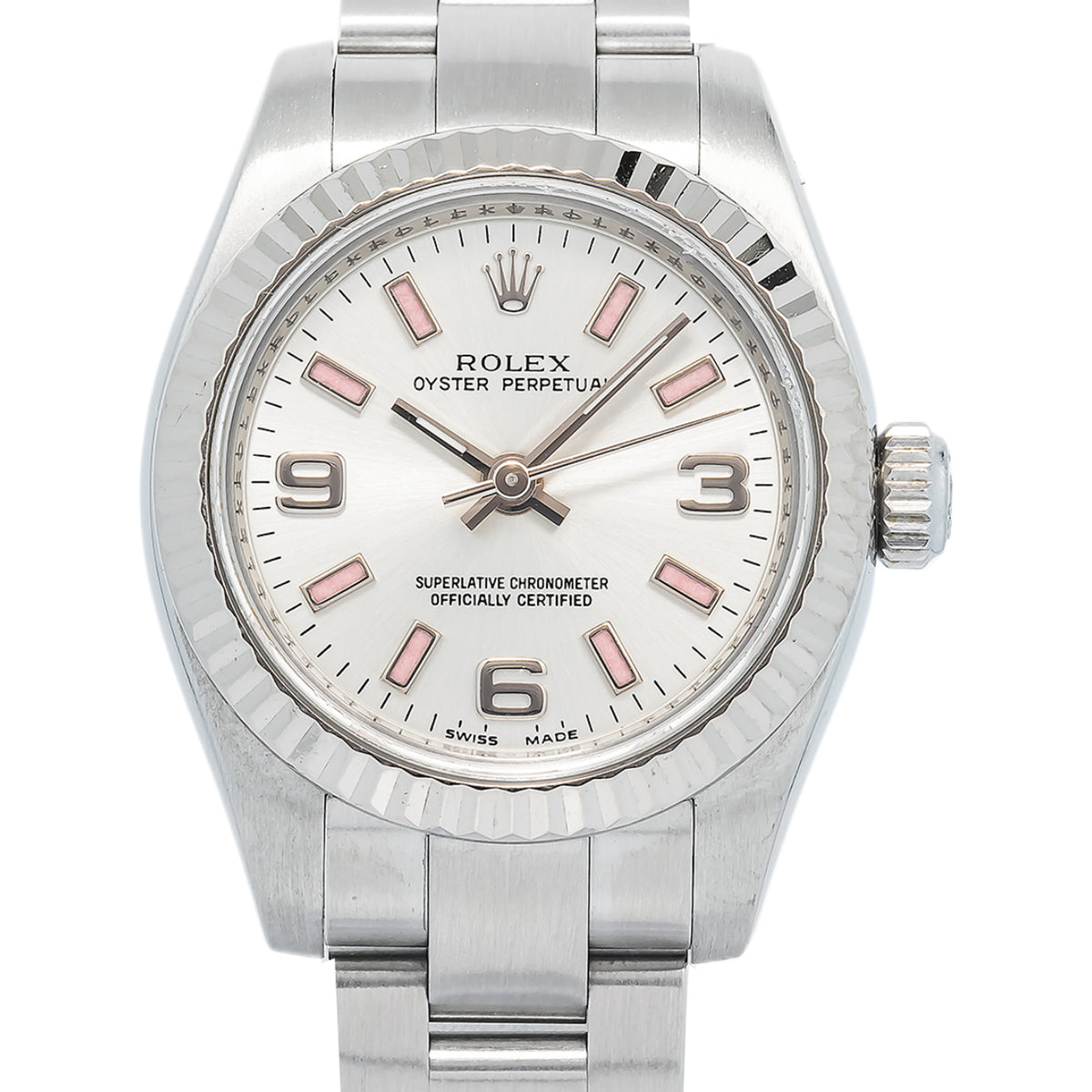 Rolex Oyster Perpetual 176234 18k White Gold Silver Pink Dial Auto Women's 26mm