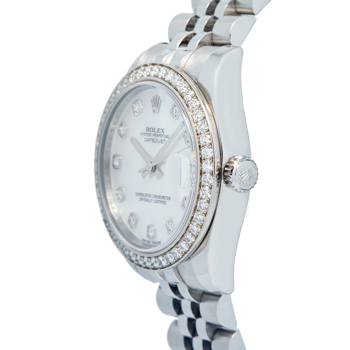 Rolex DateJust 178384 2014 Box/Card Diamond MOP Dial WG Bezel Women's Watch 31mm