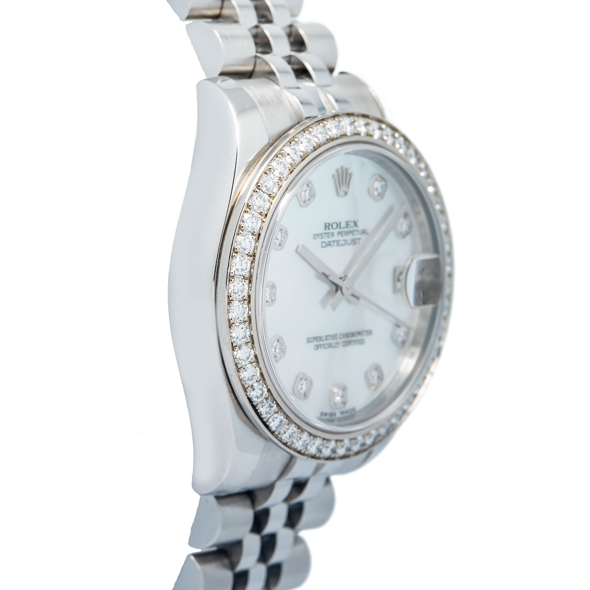 Rolex DateJust 178384 2014 Box/Card Diamond MOP Dial WG Bezel Women's Watch 31mm
