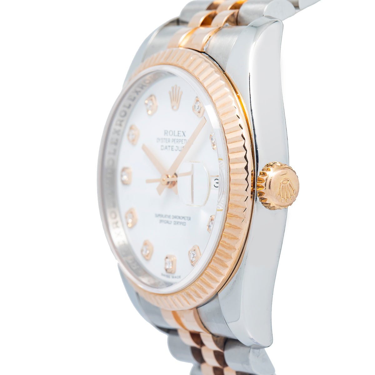Rolex Datejust 116231 Factory Diamond 18k RG Two Tone Auto Unisex Watch 36mm