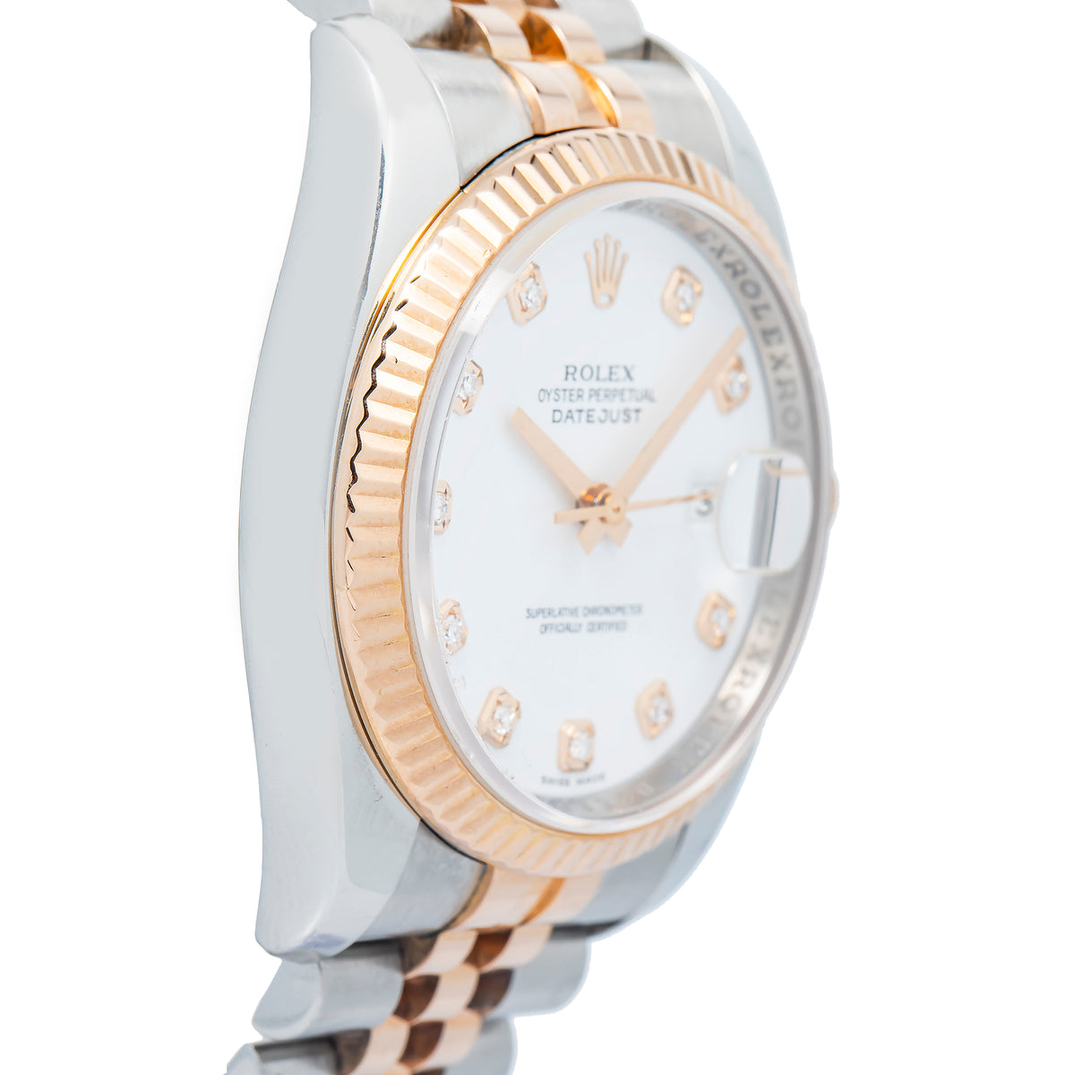 Rolex Datejust 116231 Factory Diamond 18k RG Two Tone Auto Unisex Watch 36mm