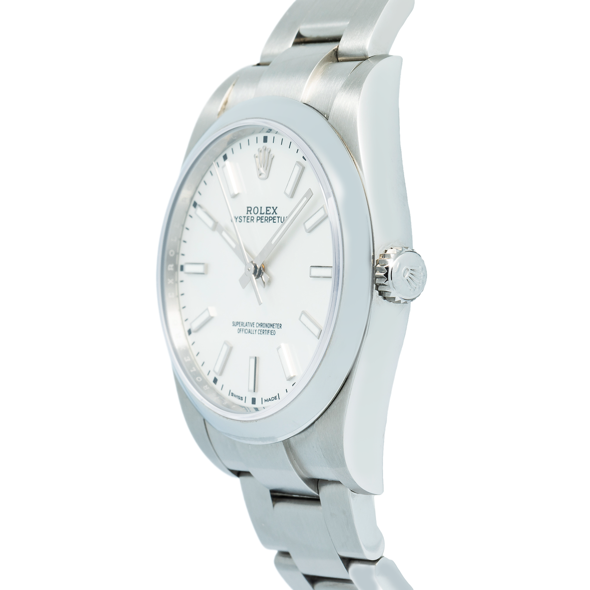 Rolex Oyster Perpetual 114300 Auto SS White Dial 2019 Card Men's Watch 39mm