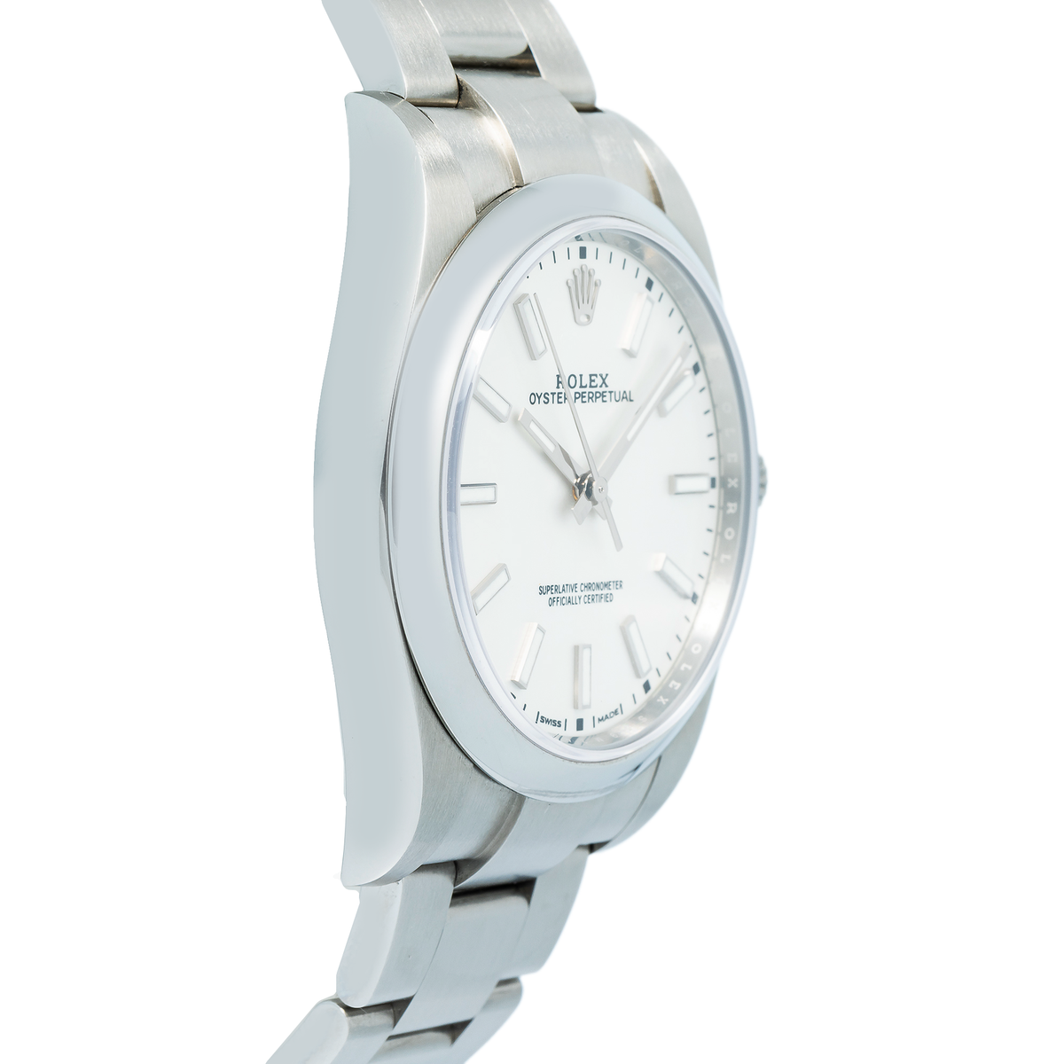 Rolex Oyster Perpetual 114300 Auto SS White Dial 2019 Card Men's Watch 39mm