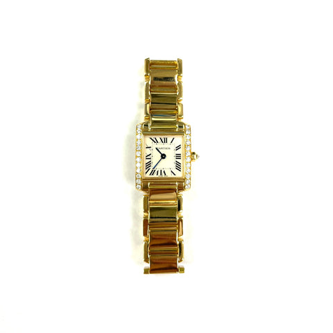 Cartier Tank Francaise W50002N2 18k YG Factory Diamond Bezel Quartz Watch 20mm