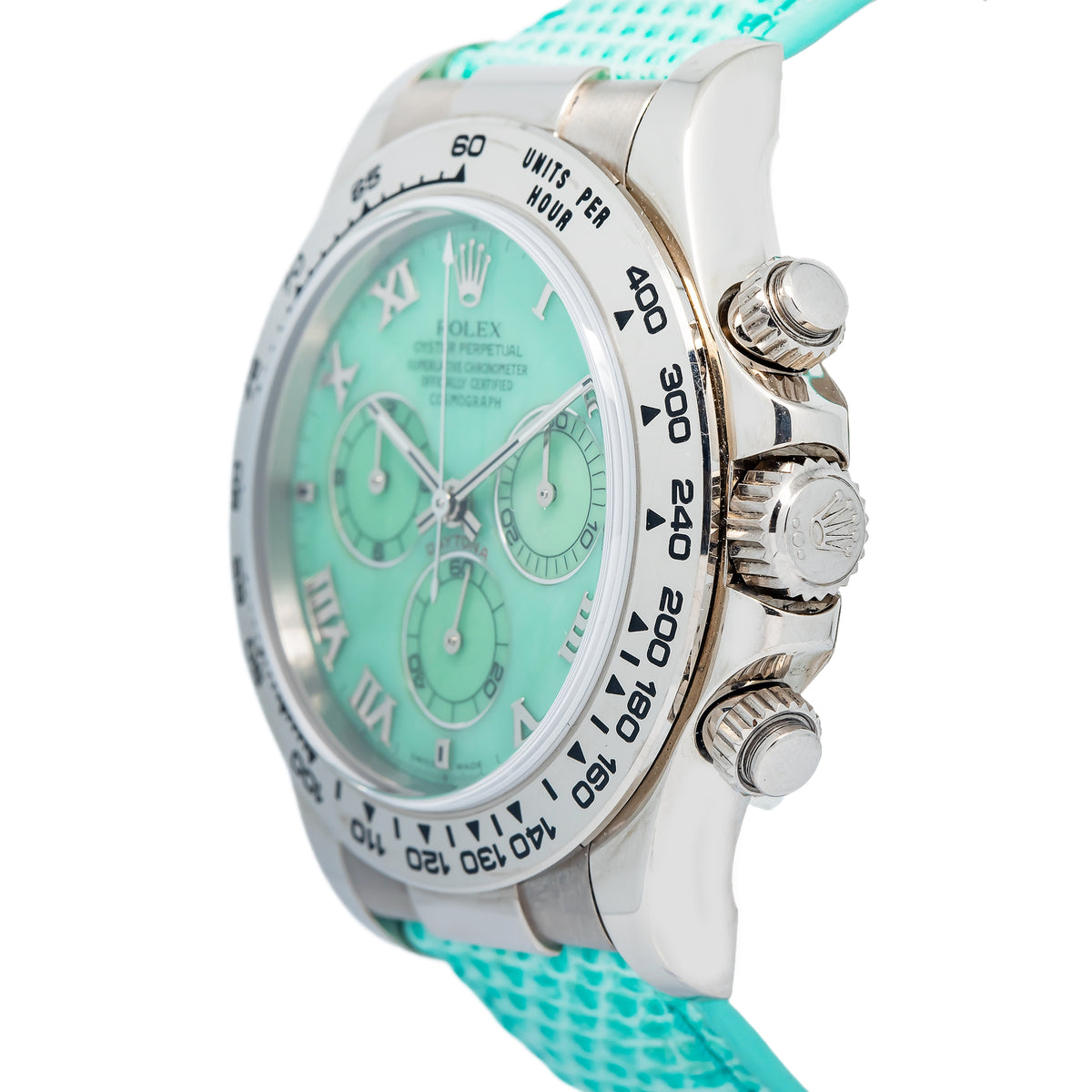Rolex Daytona 116519 Beach Auto 18k White Gold Green Dial 2009 Paper Men's 40mm