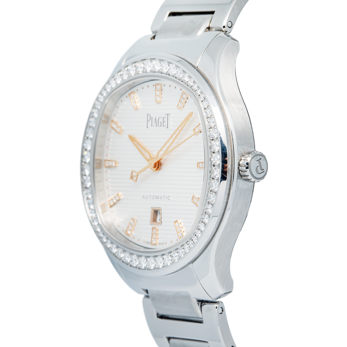 Piaget Polo Date GOA46019 Complete Factory Diamond Bezel Auto Women's Watch 36mm