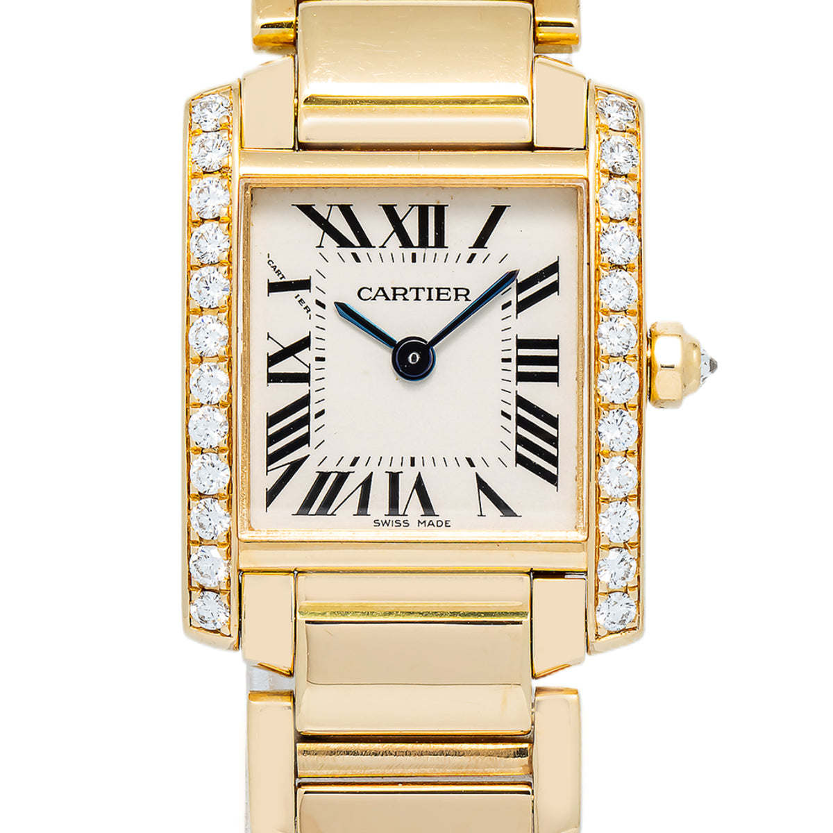 Cartier Tank Francaise W50002N2 18k YG Factory Diamond Bezel Quartz Watch 20mm
