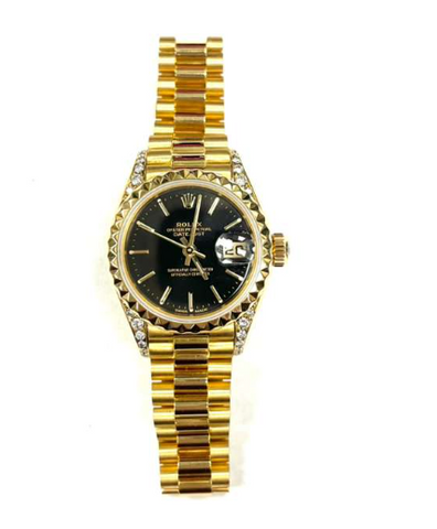 Rolex Datejust 69178 18k YG President Aftermarket Diamond Auto Ladies Watch 26mm