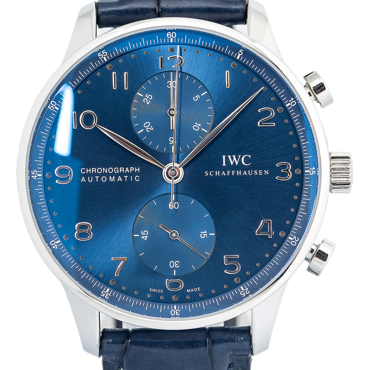 IWC Portuguese Chronograph IW371491 SS Blue Dial Auto Men's Watch 41mm