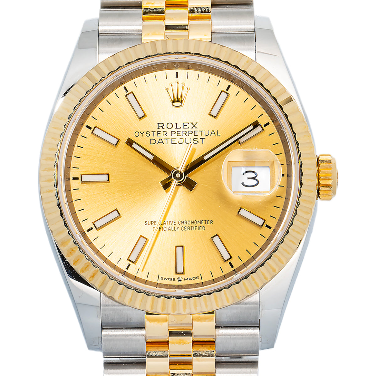 Rolex Datejust 126233 2018 Card Jubilee 18k YG Two Tone Champagne Dial Auto 36mm