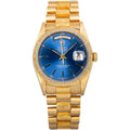Rolex Day-Date 18248 18k Yellow Gold Bark President Blue Dial Men's Watch 36mm