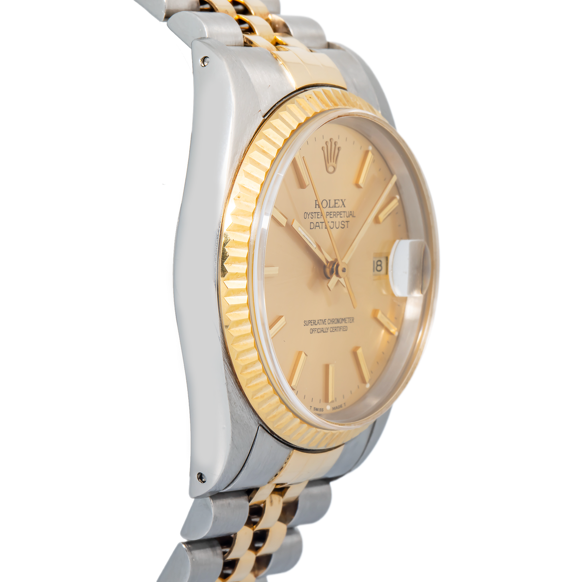 Rolex Datejust 16233 18k YG Two Tone Champagne Dial Automatic Unisex Watch 36mm