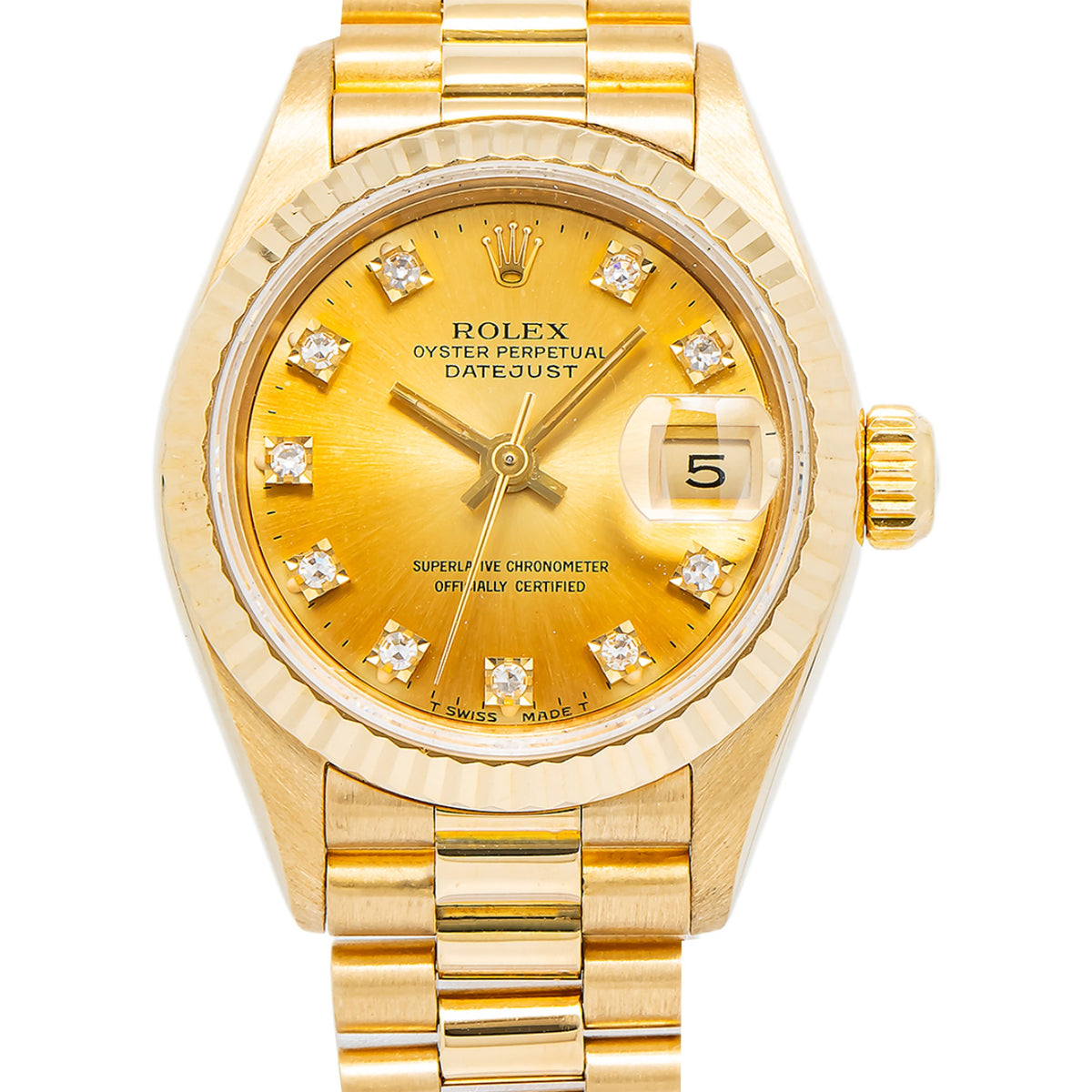 Rolex Lady-DateJust President 69178 Automatic 18k YG Champagne Dial Women's 26mm