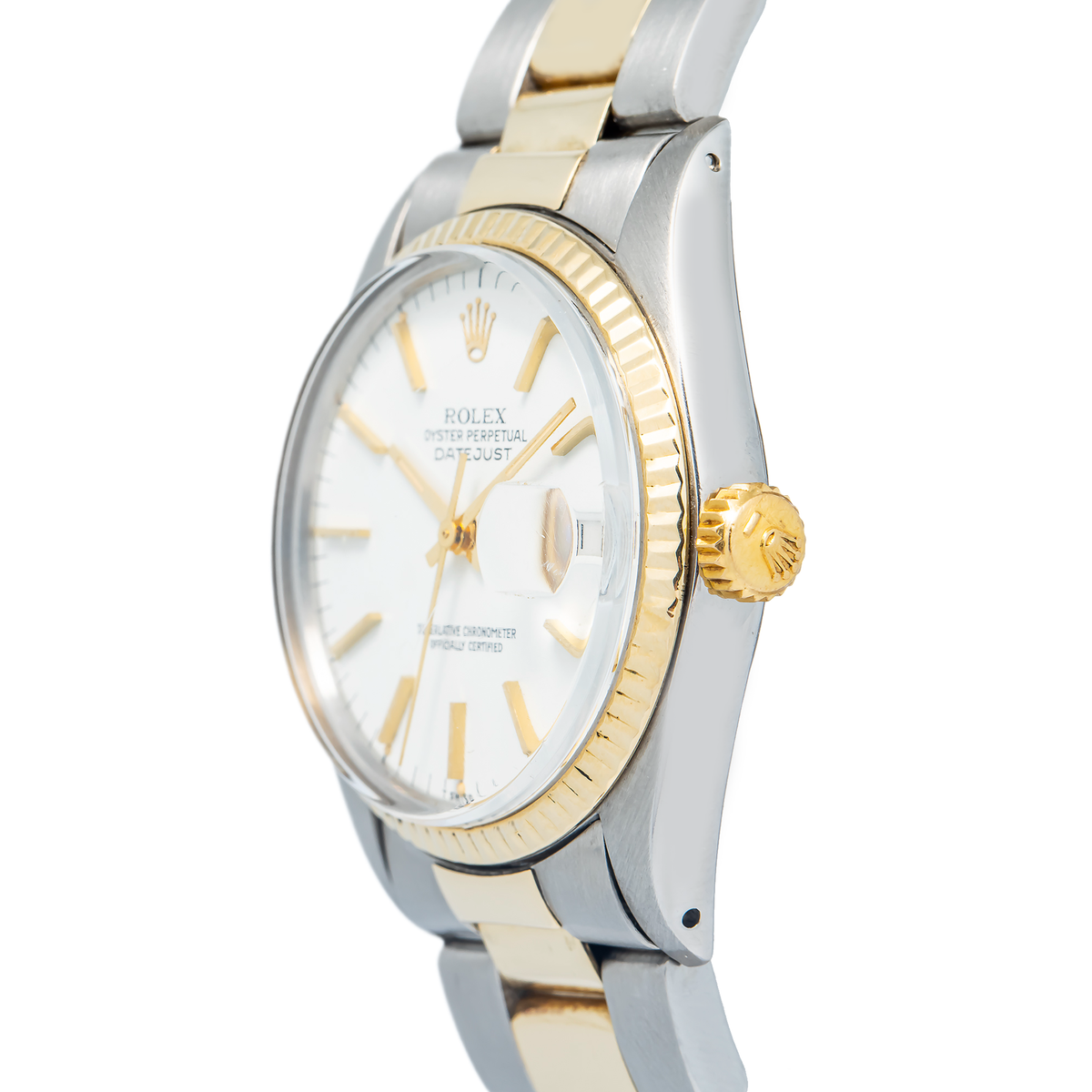 Rolex DateJust 16013 Oyster 18k YG Two Tone Matte White Dial Auto Unisex 36mm