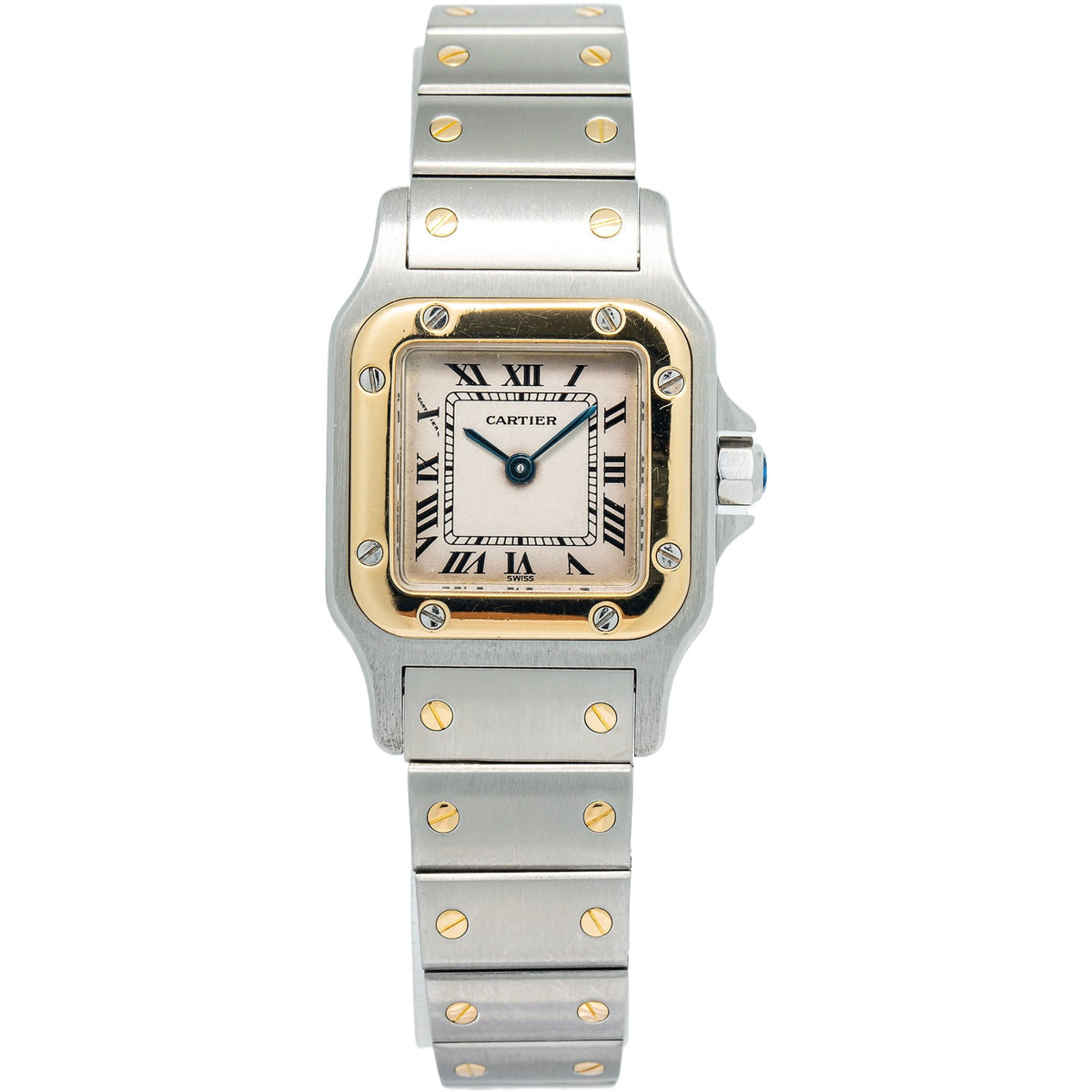 Cartier Santos Galbee 1567 W20012C4 Quartz YG Two Tone Cream Dial Women's 24mm